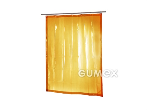 Schutzvorhang mit Stahlbügelringen, Breite 1400mm, Länge 2400mm, gelb transparent, 